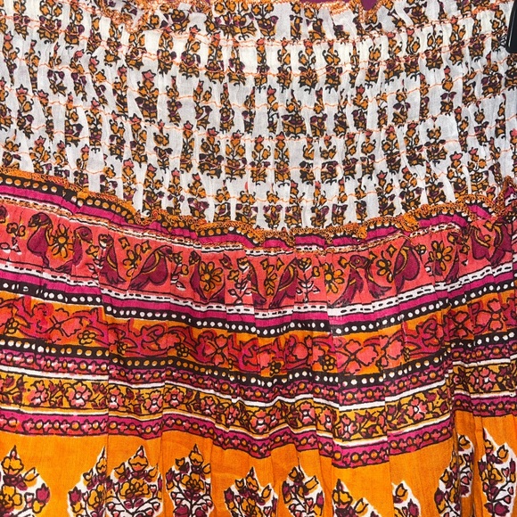 Boutique NWT chaudry KC mini skirt with gorgeous boho pattern smock waist Size M - Picture 3 of 5